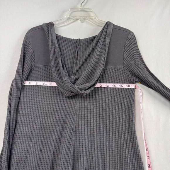 Others Fallen Top Womens Medium Shirt Hooded Textured Asymmetrical Hem Gray - Picture 8 of 10